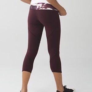 Lululemon | Burgundy Mesh Crop High Rise Bordeaux